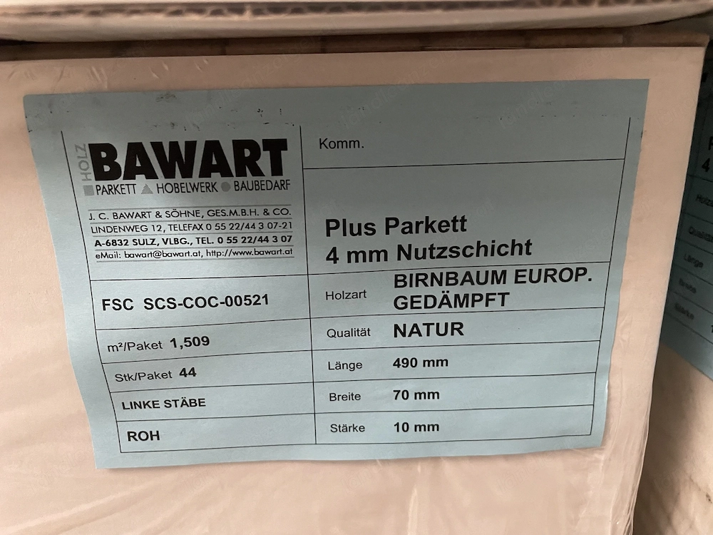 Weizer Parkett-Einstab-Roh