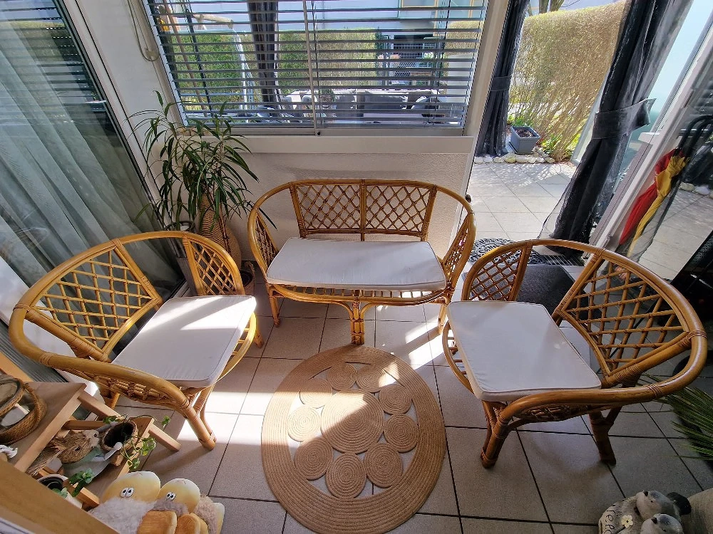 3-teilige Sitzgruppe (Bambus & Rattan)