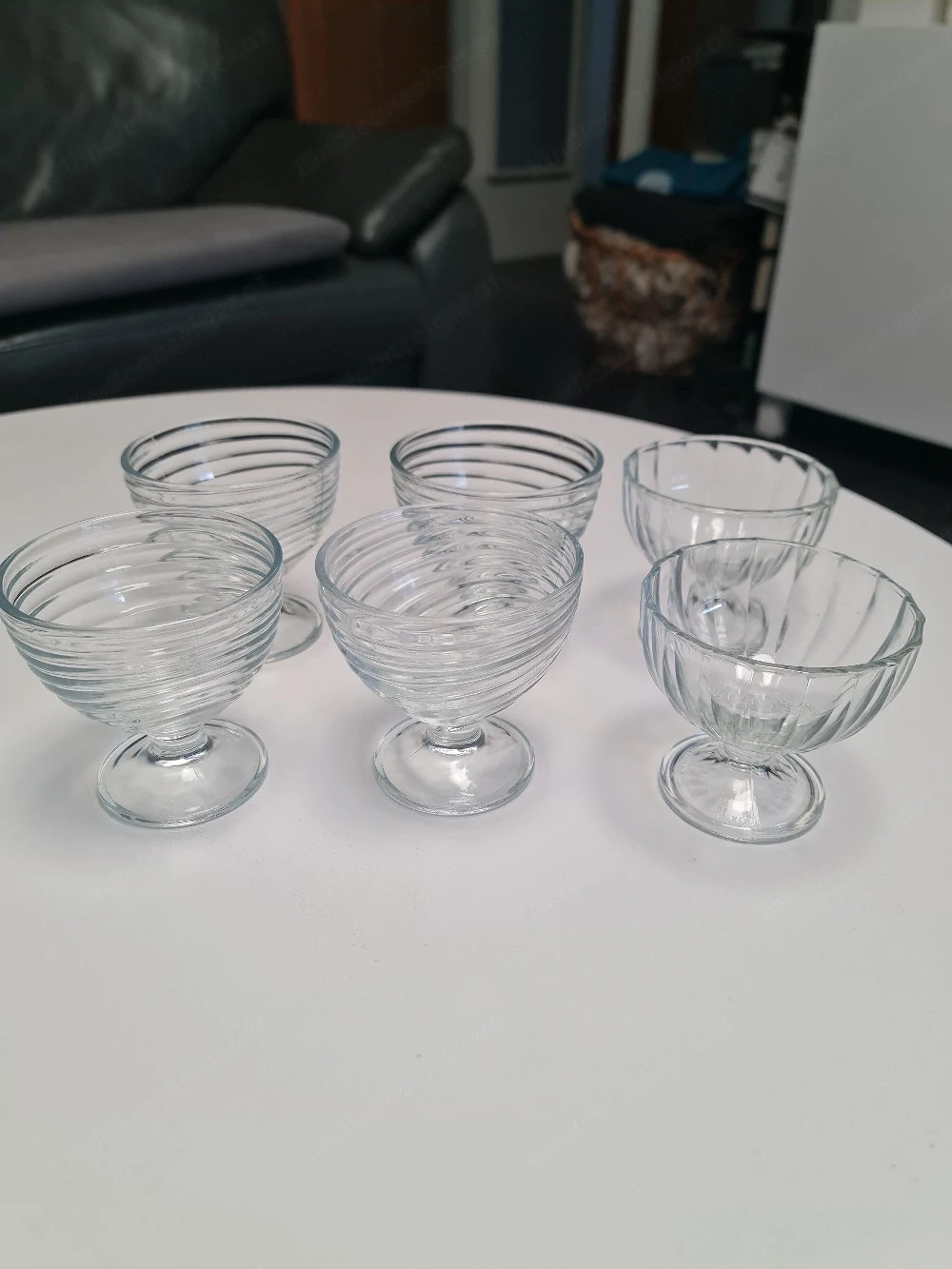6er Set Eisbecher   Dessertschalen aus Glas