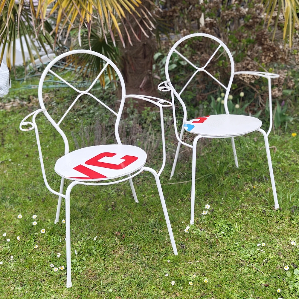 2x Garten Stuhl Metall Vintage