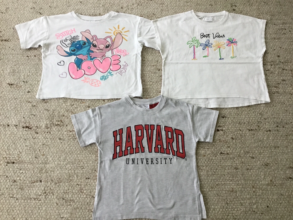 STOPP! 4 T-Shirts u. 1 Langarmshirts  Gr. 128, 140, 152, neuwertig