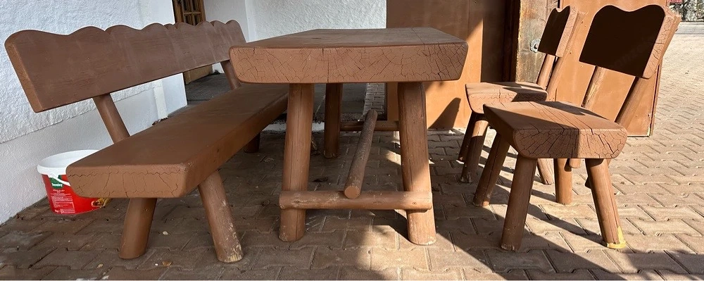 Robuste Gartengarnitur Massivholz