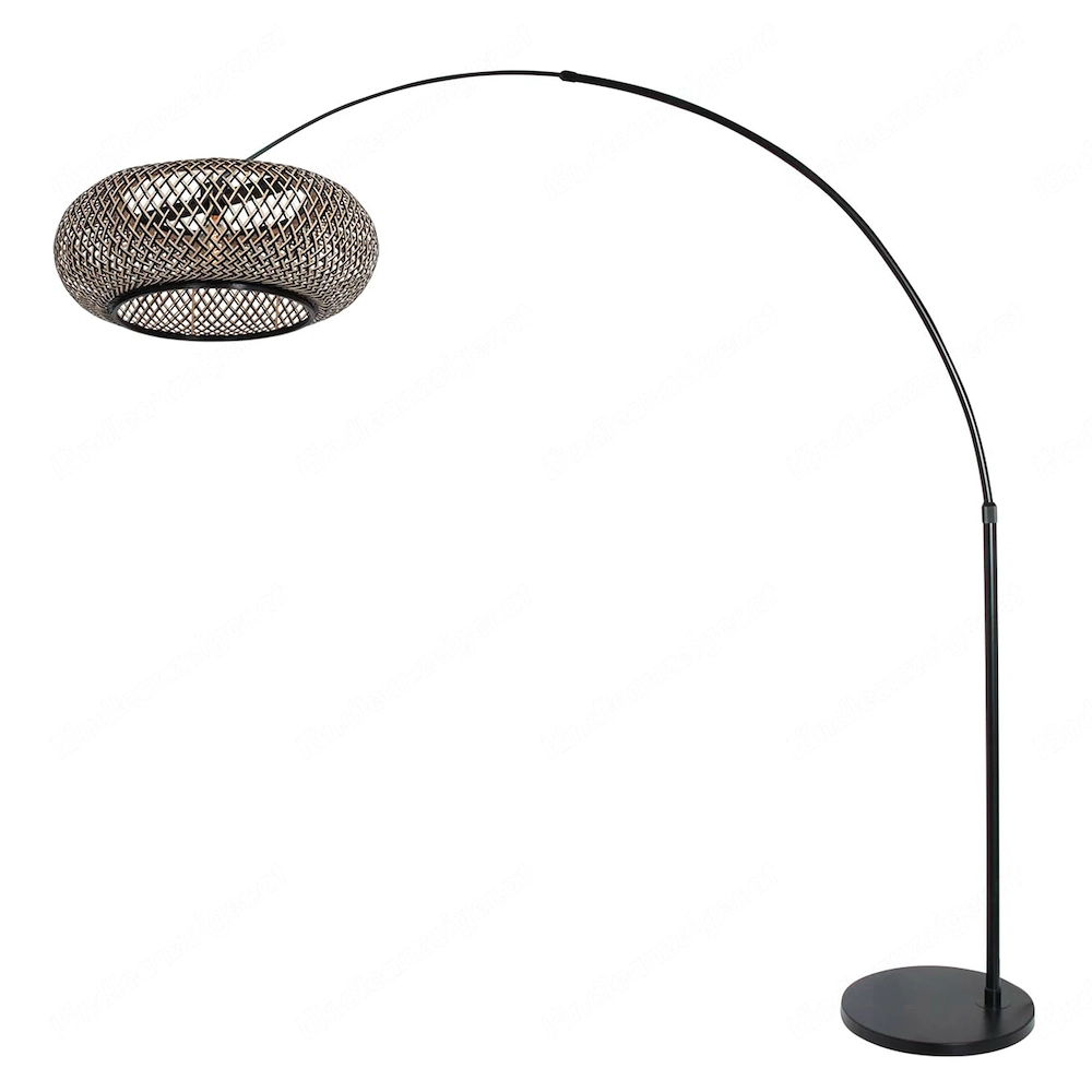 Große Bogenlampe (230 cm) mit Rattanschirm   Top Zustand