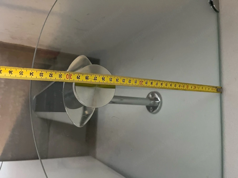 Halbrunder Glastisch   Konsolentisch mit Metallgestell - Wandmontage