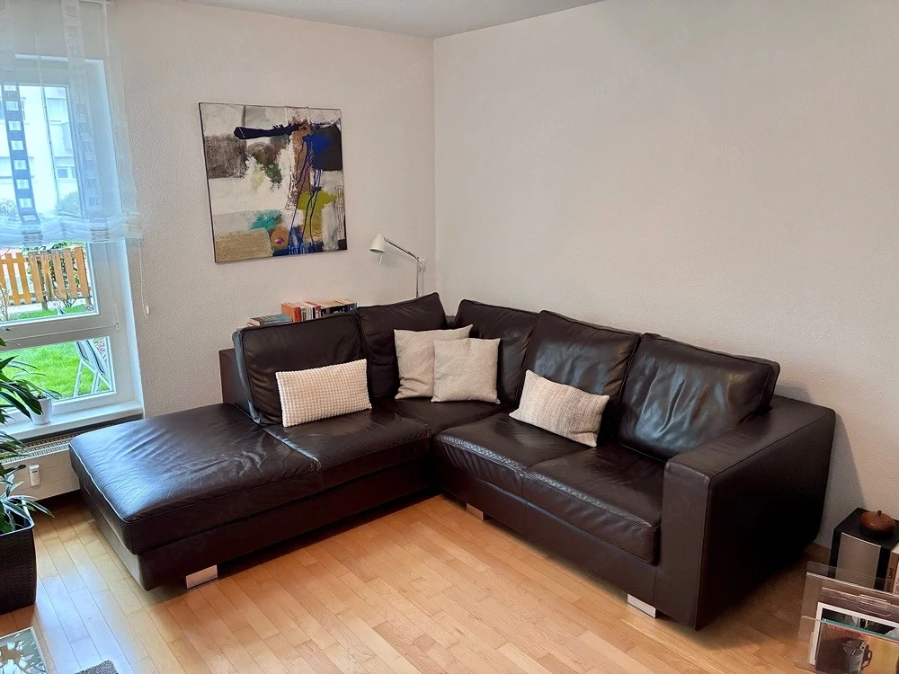 Ledercouch Ecksofa dunkelbraun