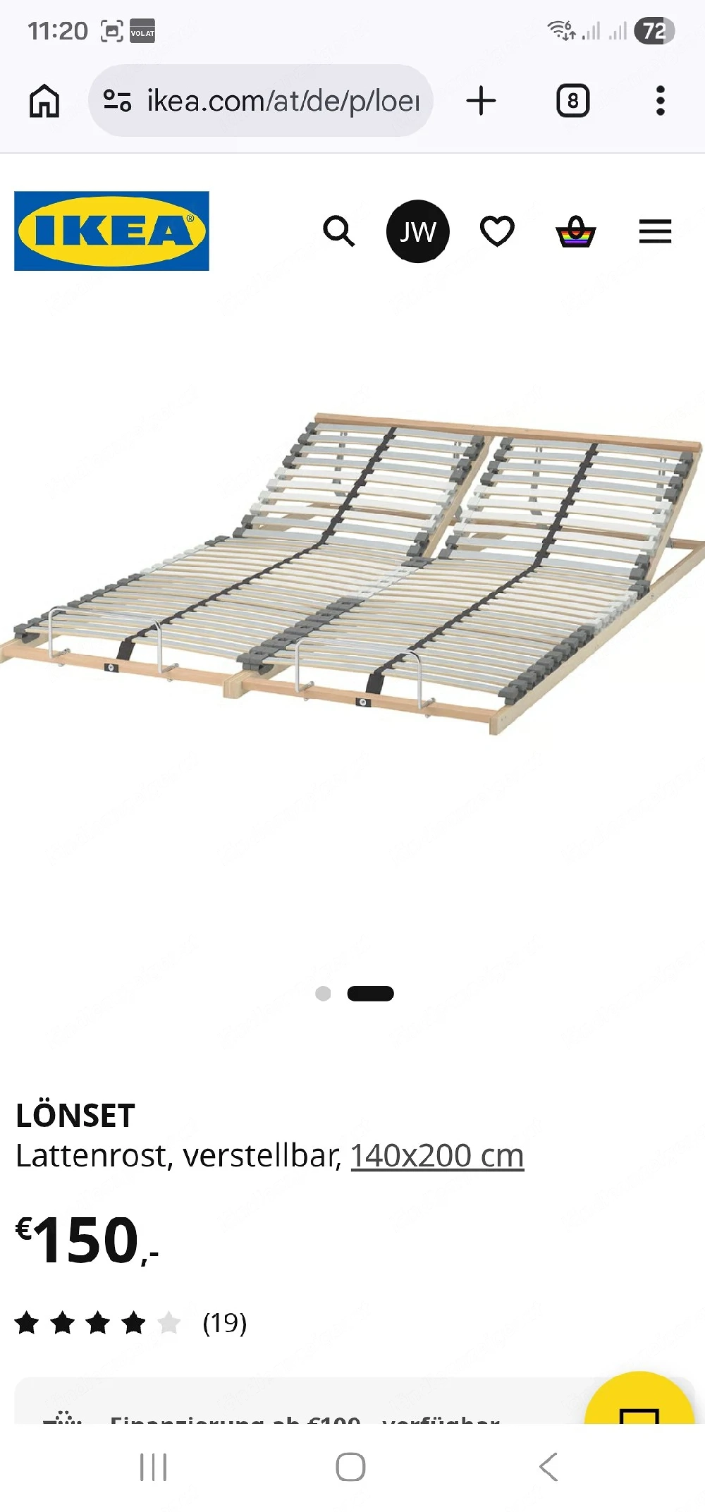 IKEA Lönset 140x200 verstellbar