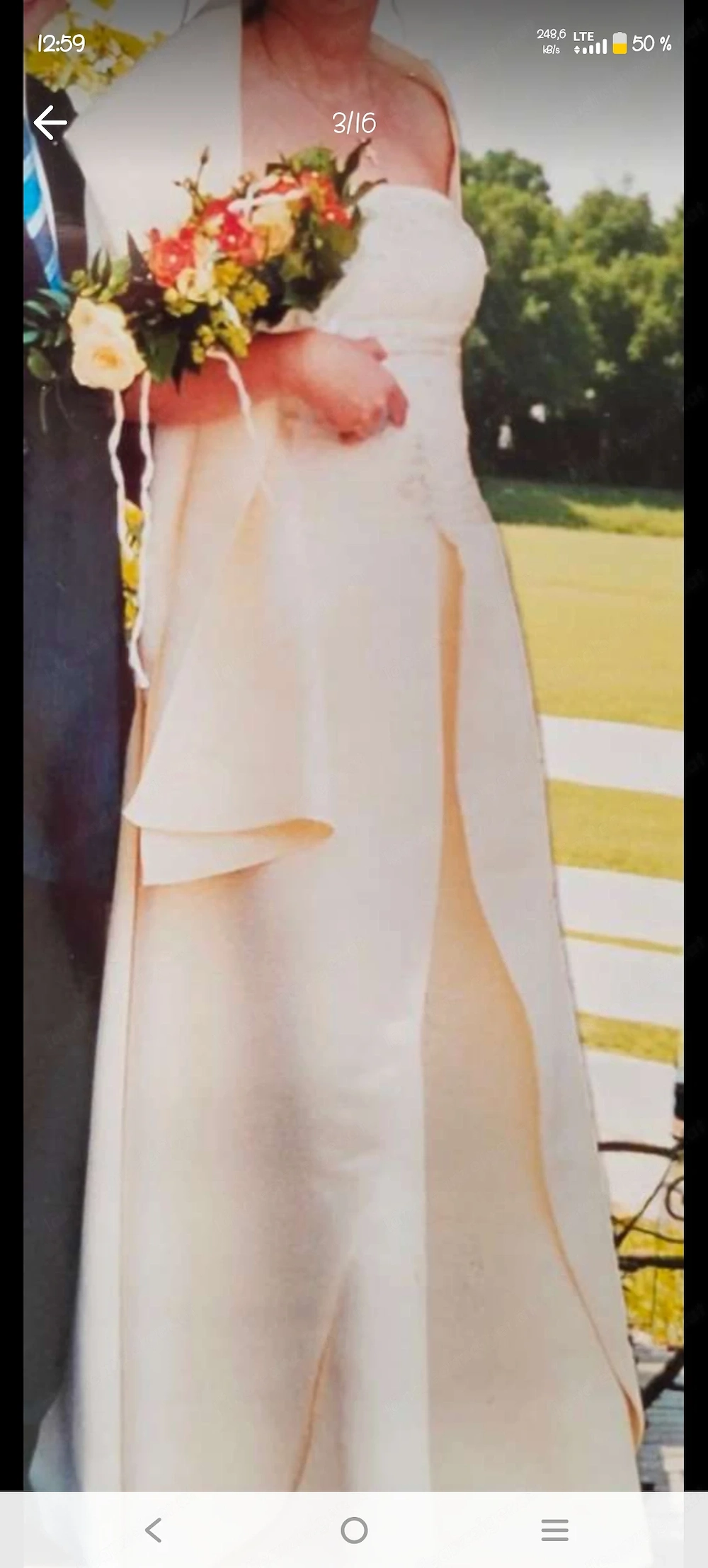 Brautkleid 1x getragen, zartgelb bodenlang Gr 40 mit passender Stola