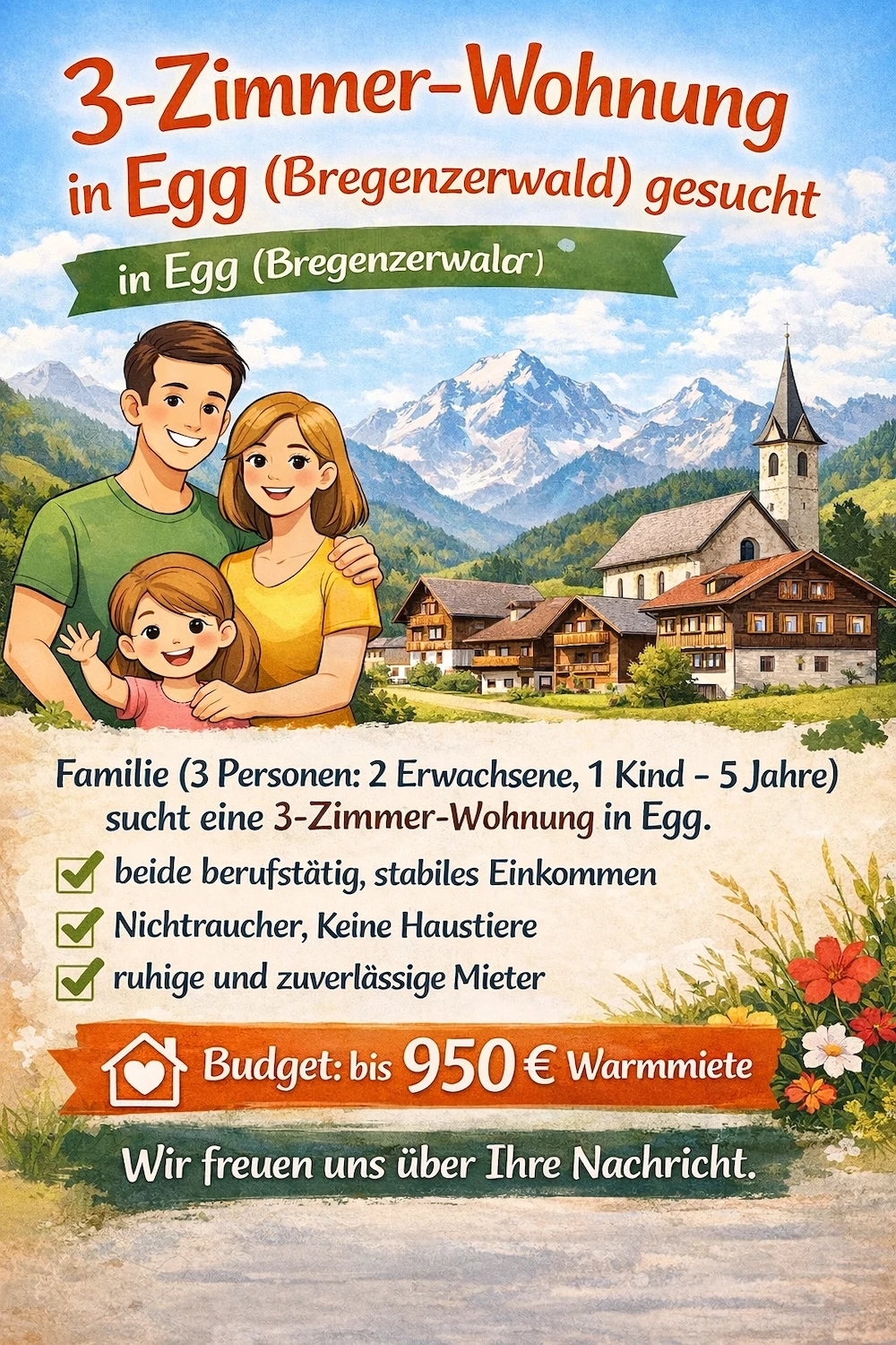3-Zimmer-Wohnung in Egg gesucht