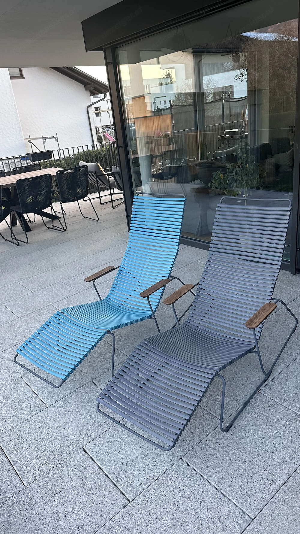 Click Design Liegestuhl - 2 Stück Liegestühle blau, grau