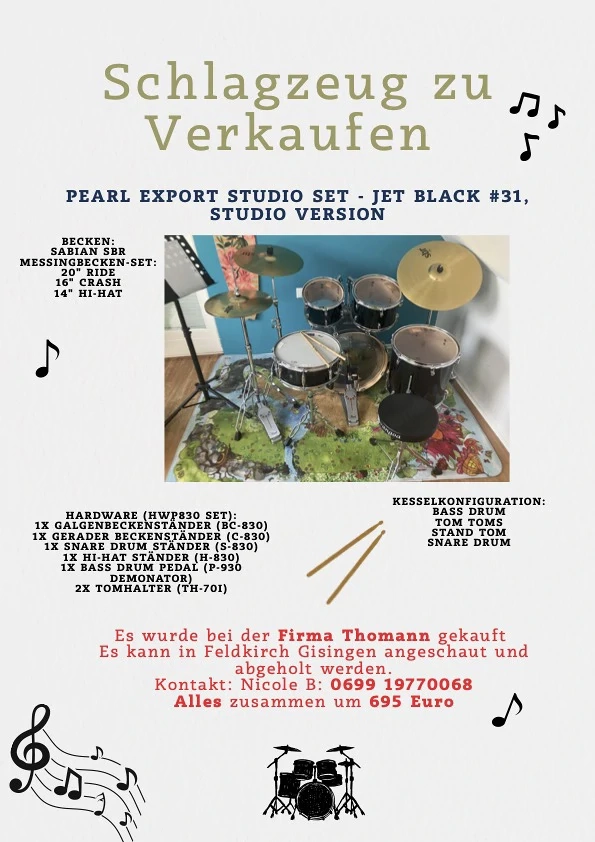 Neuwertiges Schlagzeug-Pearl Export Studio Set