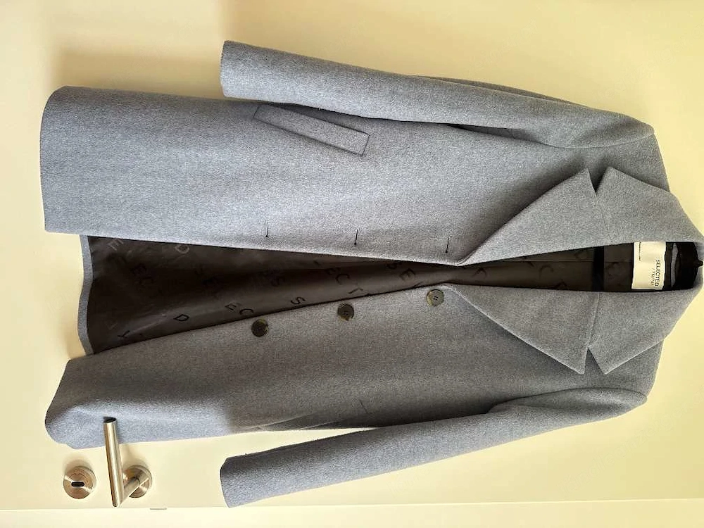 Wollmantel hellblau Selected Femme