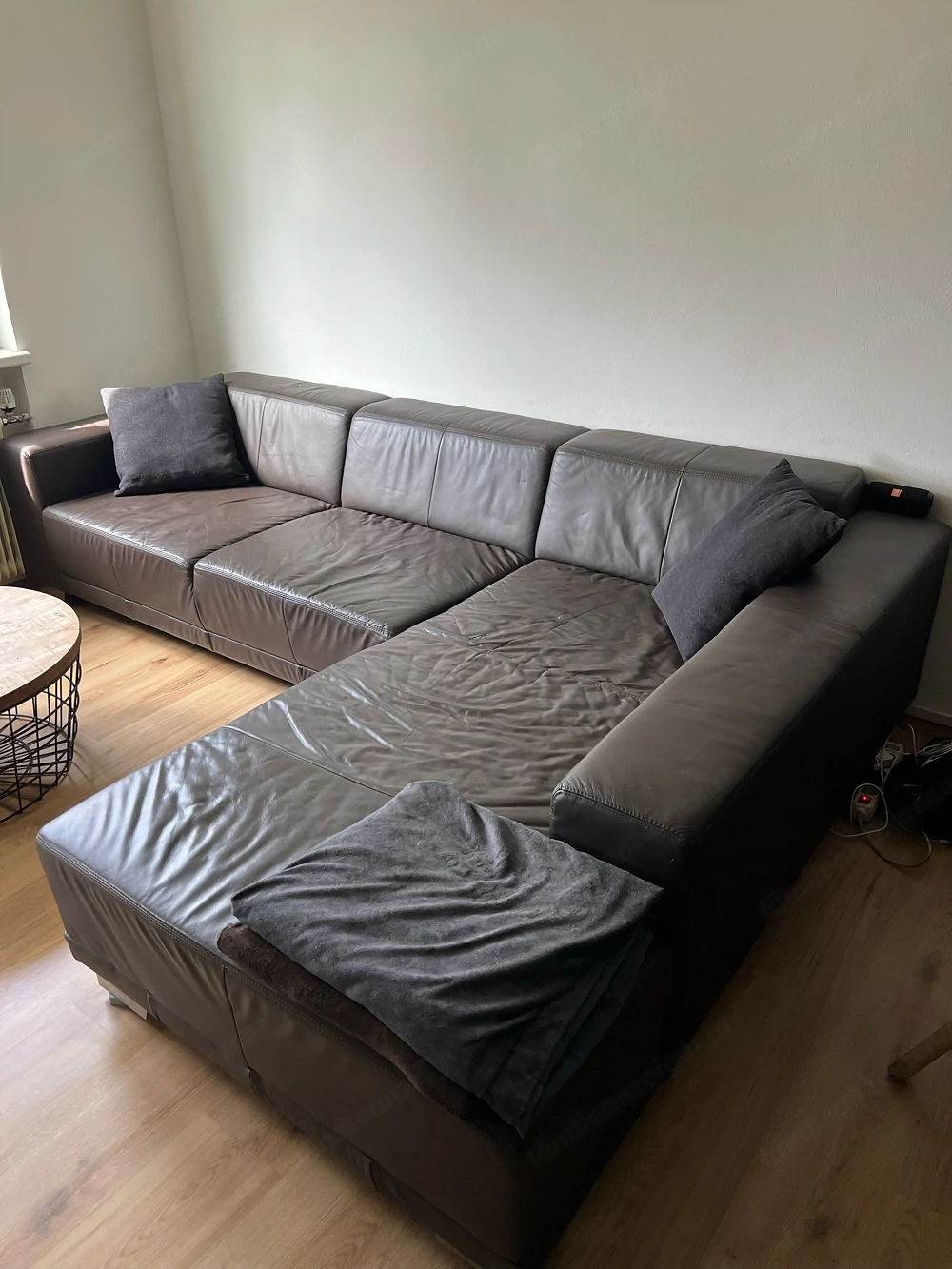 Dunkelbraune Ledercouch 285 x 190 cm