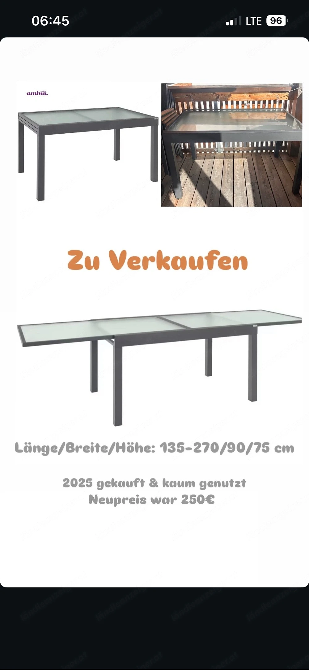 Glastisch zu verkaufen