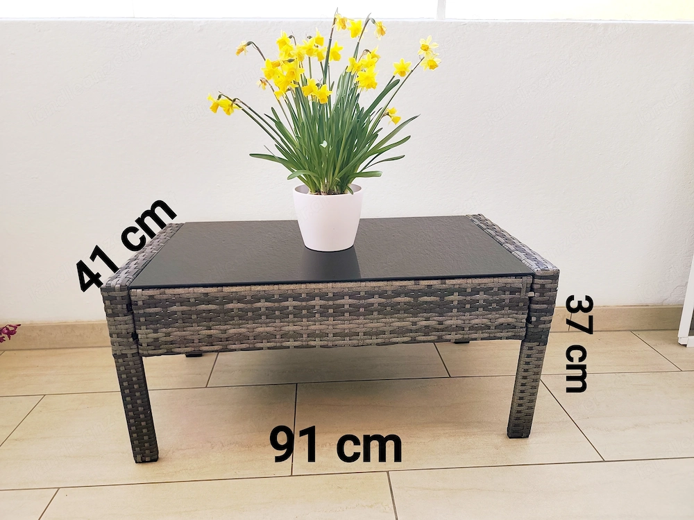 Balkontisch mit Glas