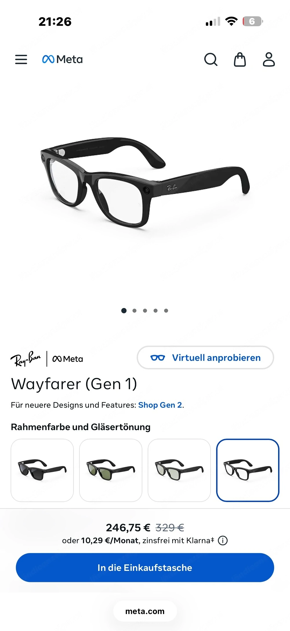 Ray Ben Wayfarer Meta mit Ladecase