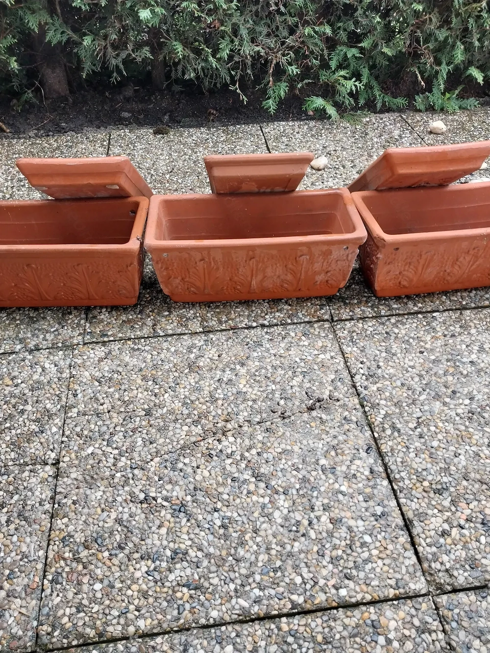 3 st, terrakotta blumentöpfe 40 x17 cm  33,00  