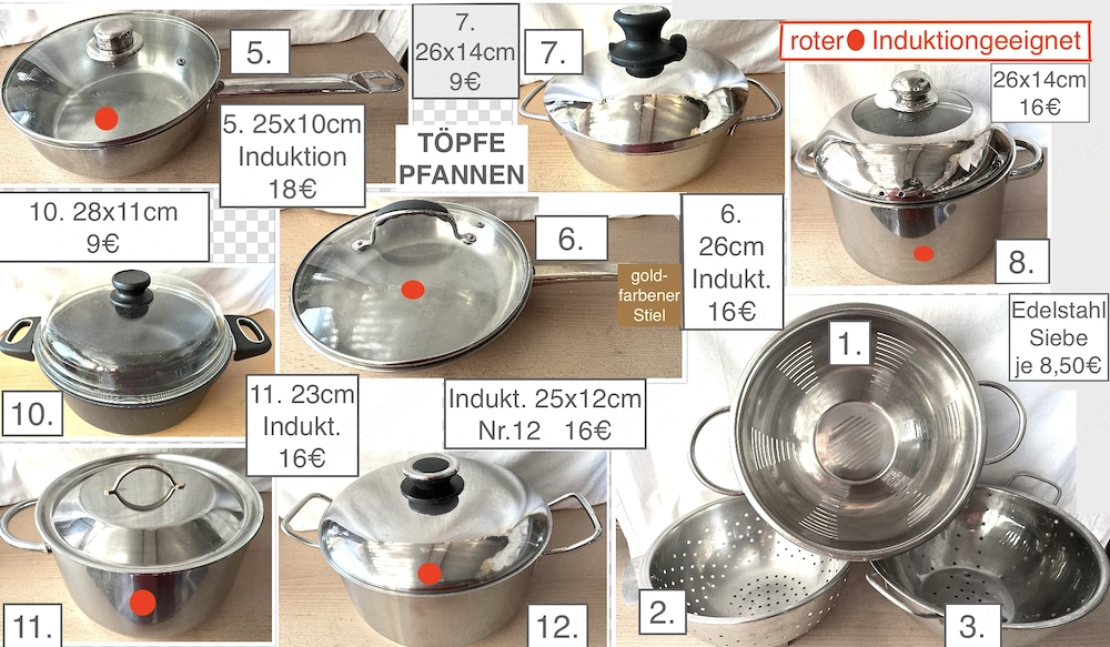 Kochtopf Bratpfanne Riebelpfanne Pfanne Topf mit u.o.Deckel