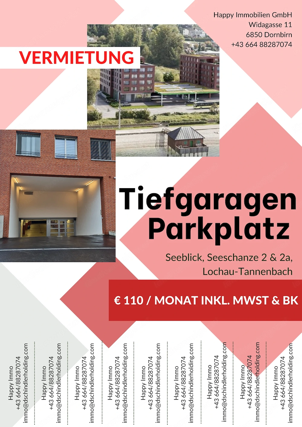 Tiefgaragen-Stellplatz zu vermieten   Bregenz - Lochau, direkt am See