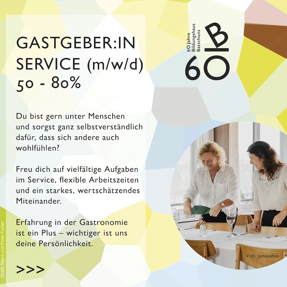 Gastgeber:in im Service gesucht (m w d) | Teilzeit 50 - 80%