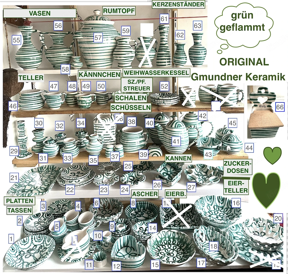 Original Gmundner Keramik grün geflammt ab 6 
