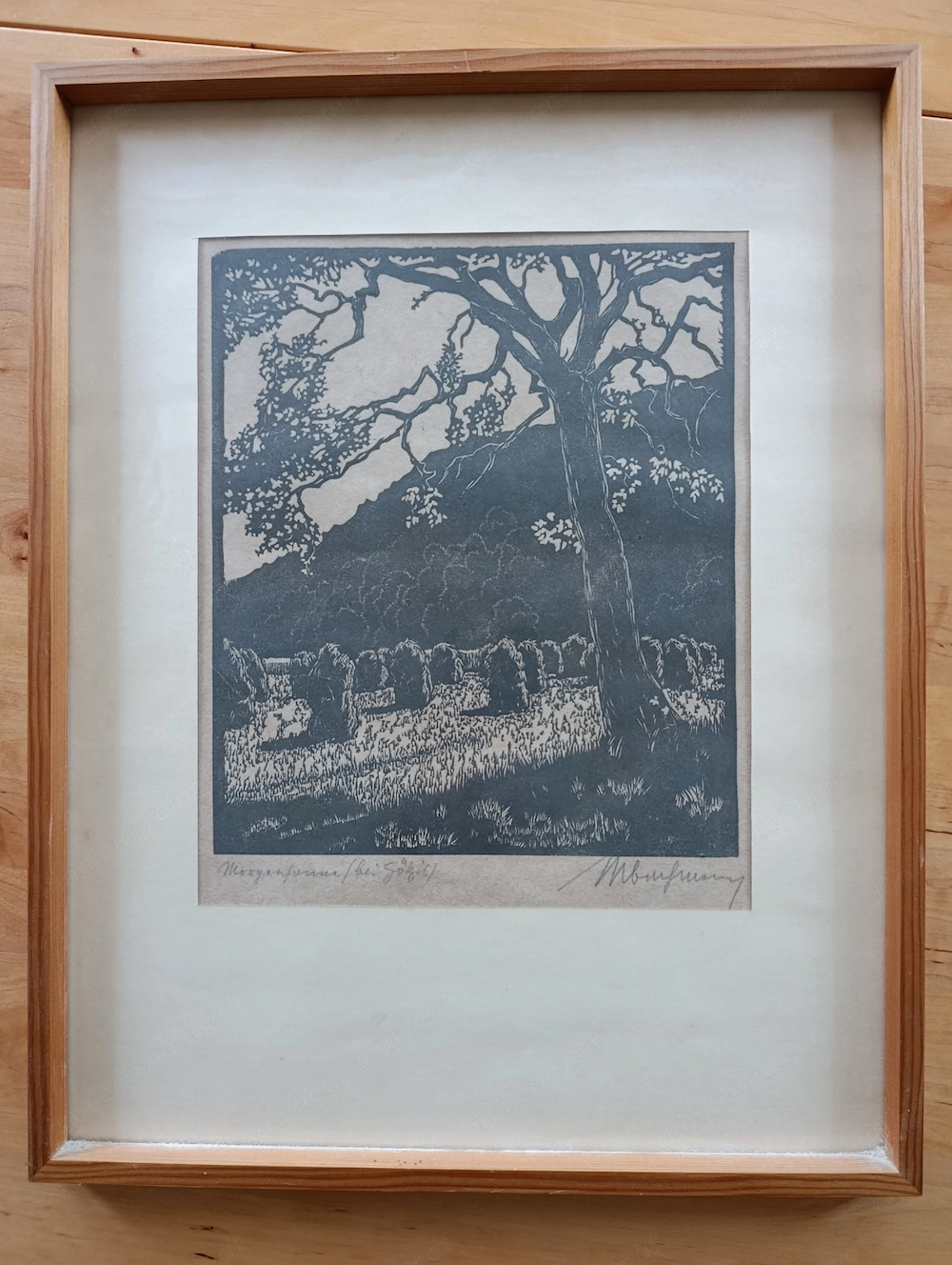 Echter Markus Bachmann - Graphiker aus Götzis - "Morgensonne bei Götzis"