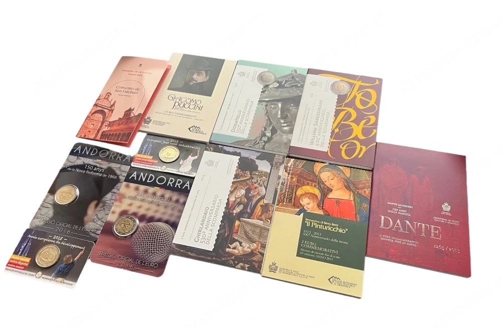 2  Gedenkmünzen Set San Marino Andorra Coincards Sammlung Folder TOP Zustand