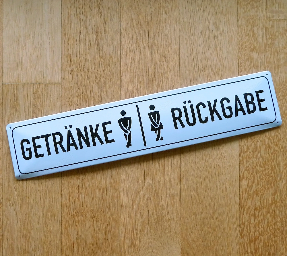 Blechtafel "Getränke Rückgabe" (Blechschild) 455 x 95 mm