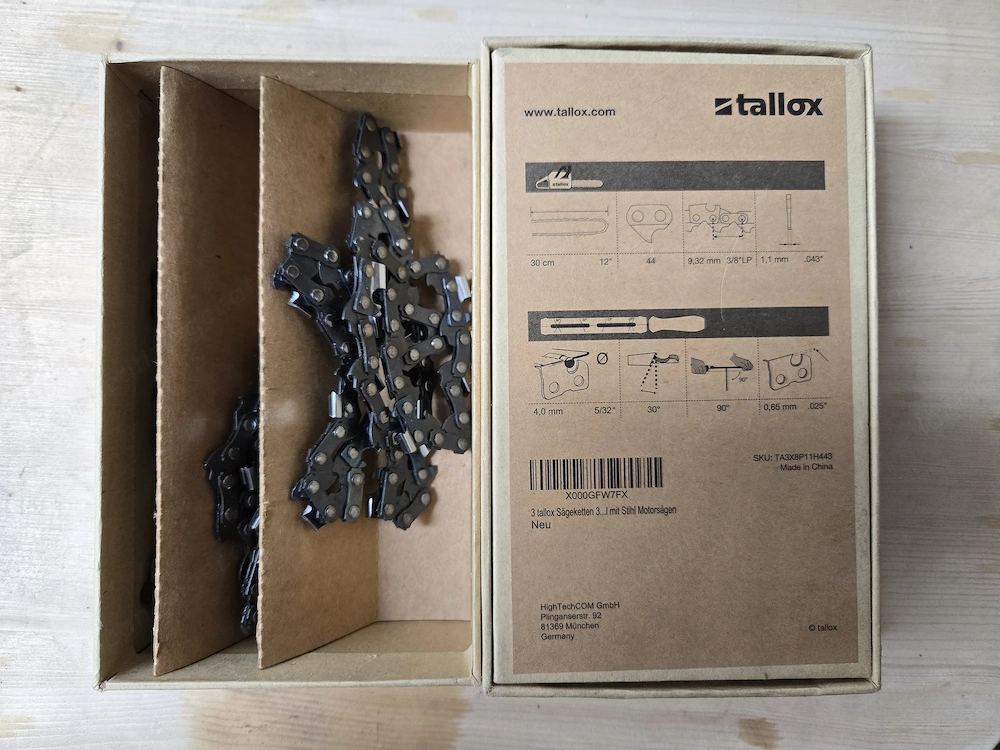 6 Stück Tallox Sägeketten 30 cm 3 8"P 1,1 mm 44 TG Rückschlagsarme ketten kompatibel für Stihl MS170
