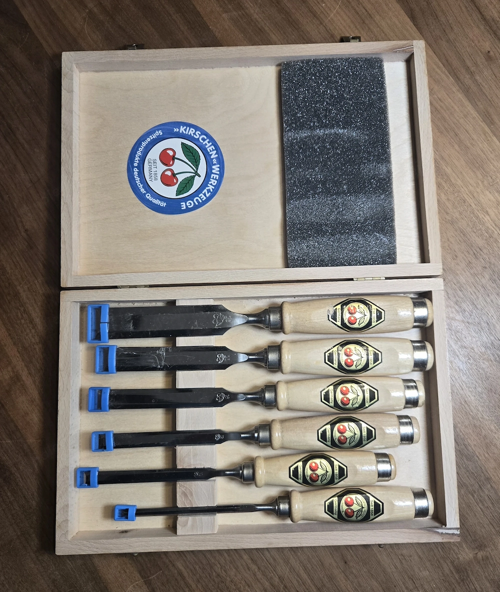 KIRSCHEN Werkzeuge 6-teiliger Stechbeitelsatz Stemmeisen mit Weißbuchenheft im Holzkasten bestehend 