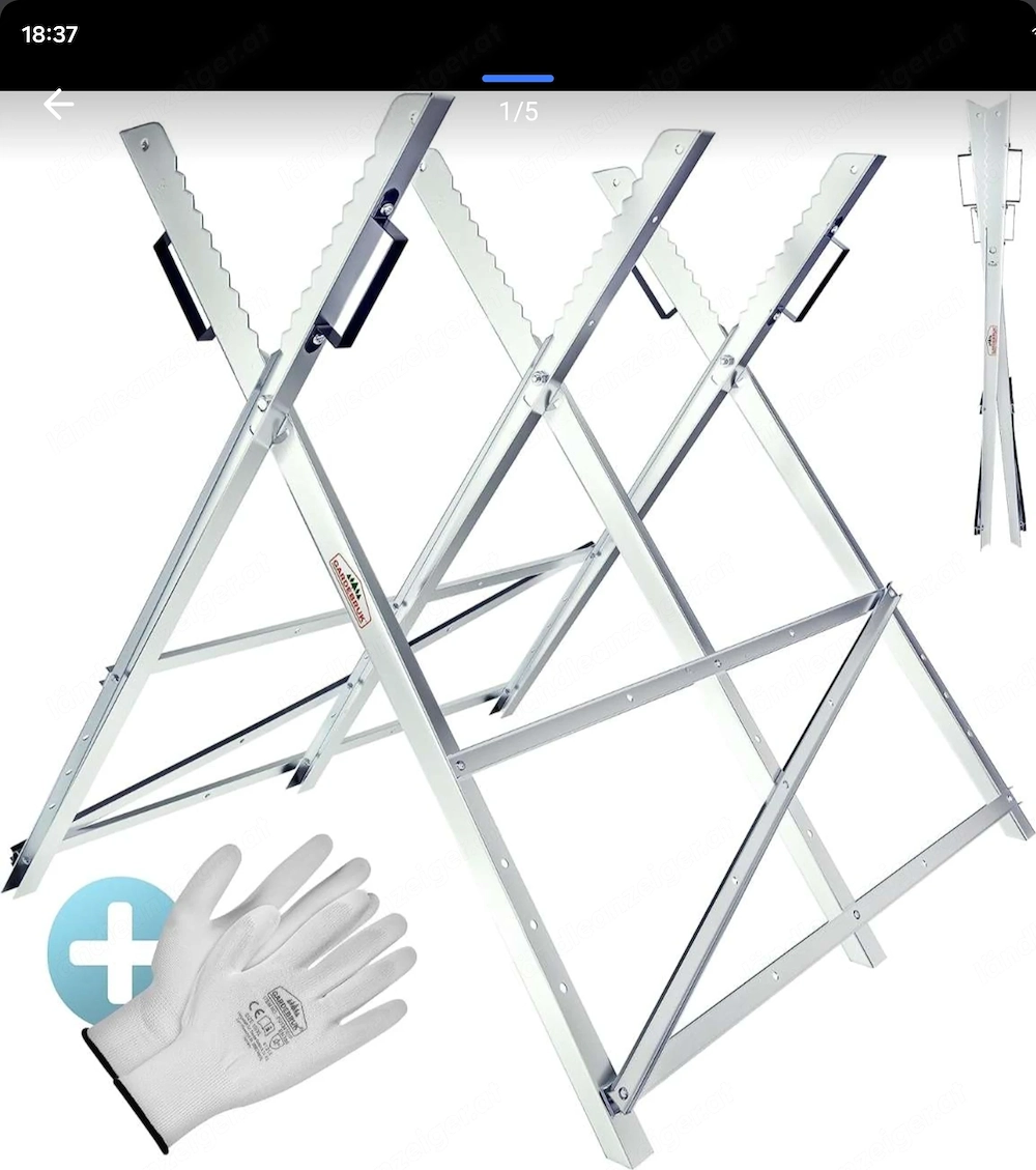 GARDEBRUK Sägebock Holzsägebock Sägehilfe klappbar 150kg stabil Holzbock Sägegestell Kettensägebock 