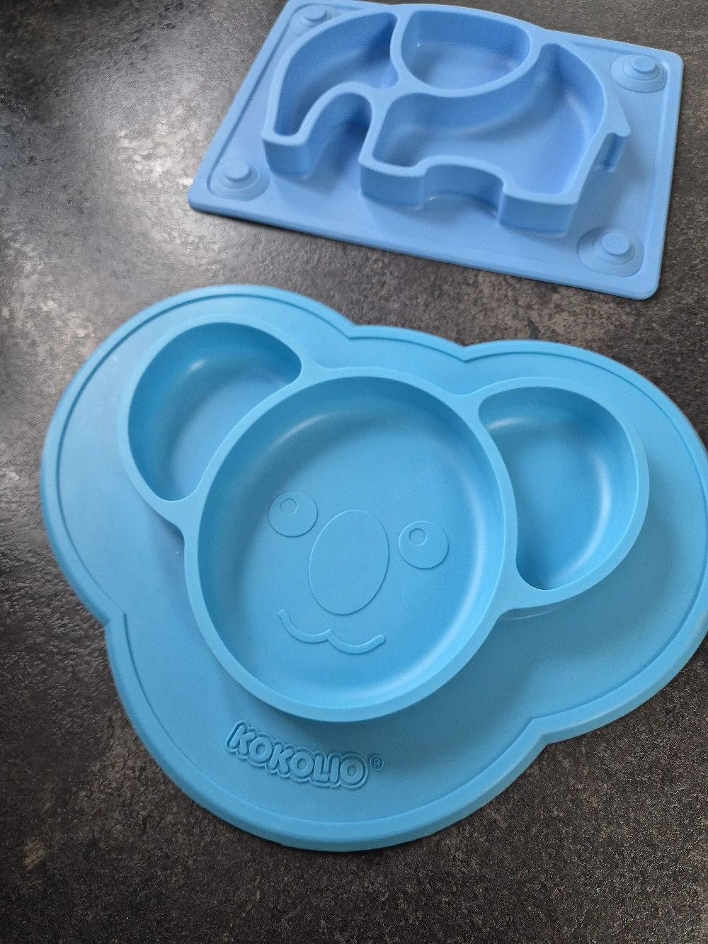 2er Set Silikon-Platzsets   Kinderteller (Koala & Elefant)   rutschfest