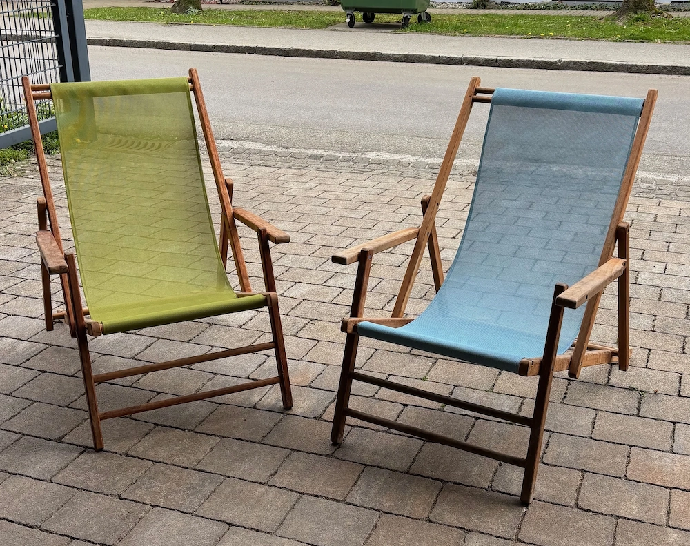 2 Jan Kurtz Deckchair - Teakholz Liegestuhl, klappbar