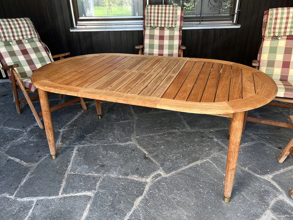 Gartengarnitur Terassengarnitur Vollholz mit Liegestuhl