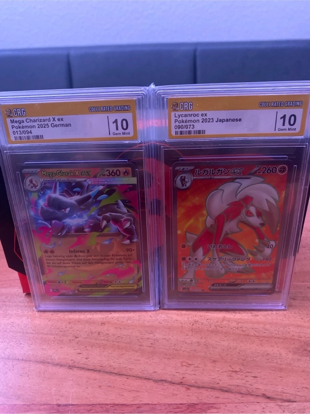    Pokémon Karten CRG 10   Mega Glurak X EX + Lycanroc EX   Top Zustand   