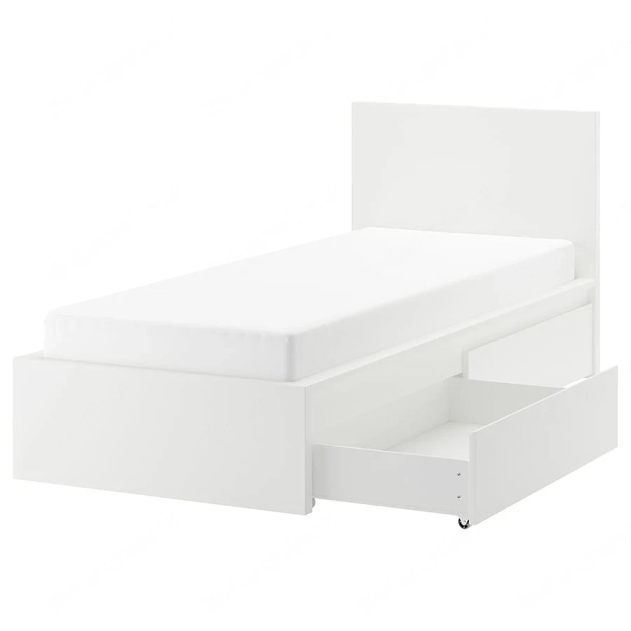 Bett mit 2 Schubkästen, weiß, 120x200 cm