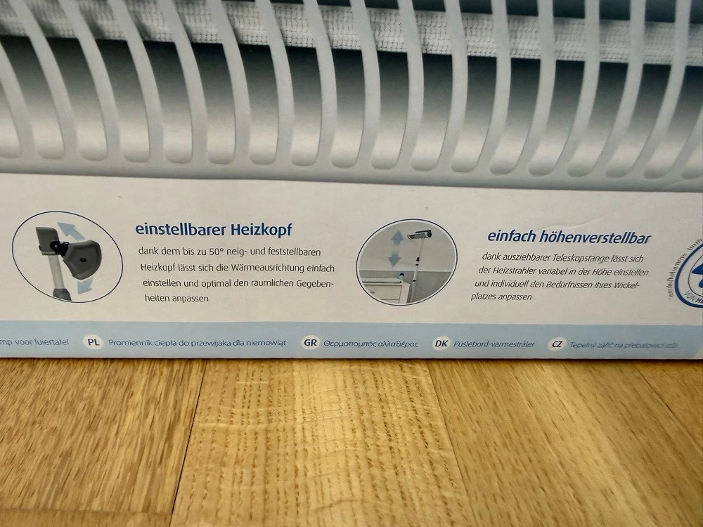 Wärmestrahler für den Wickeltisch 