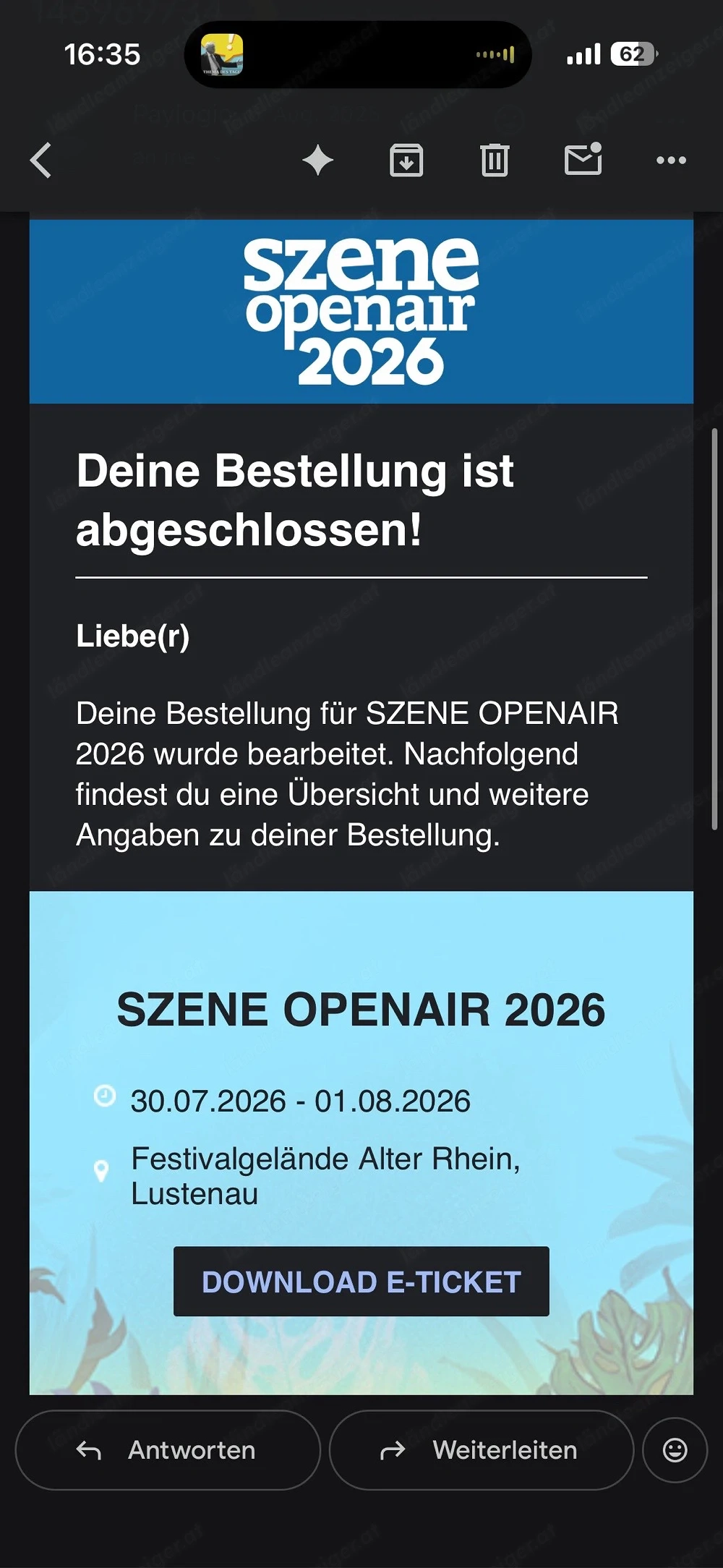 Szene Openair Vestival Pass Ticket