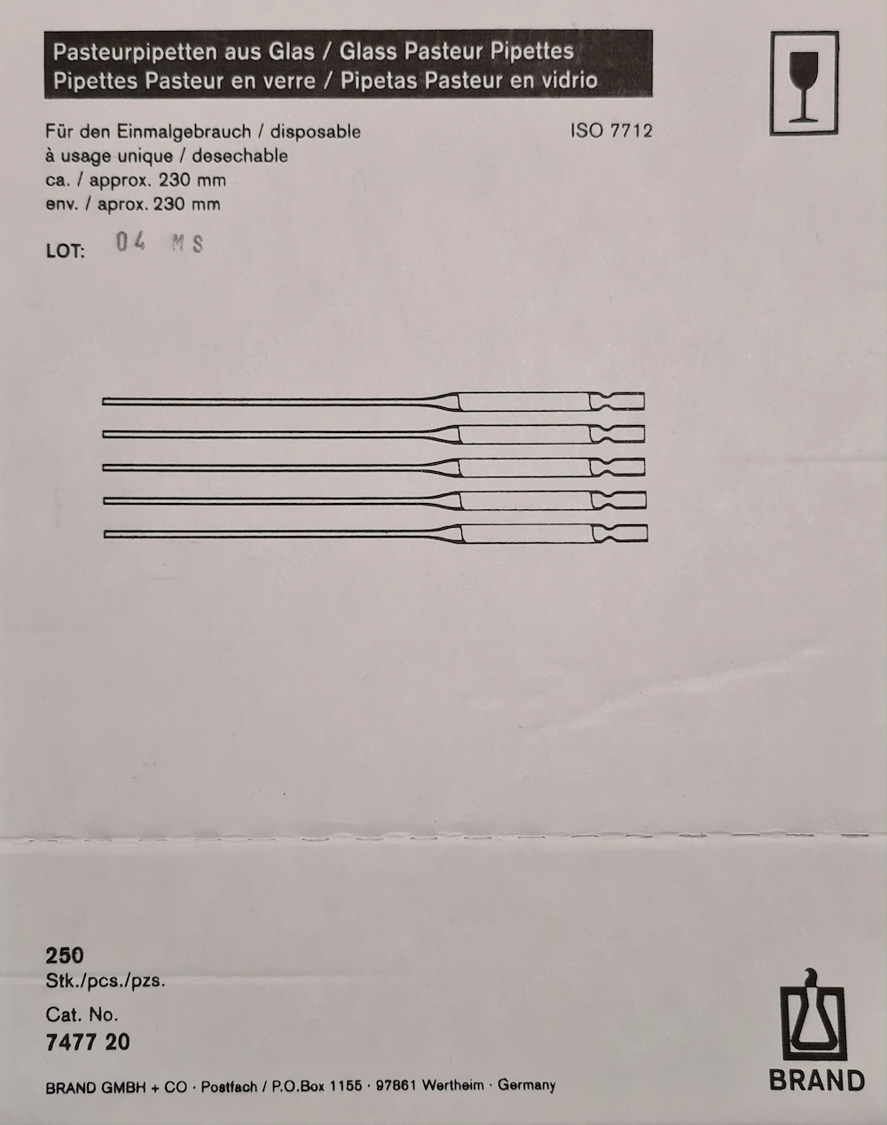 Pasteurpipetten aus Glas zu verschenken, ca. 230 Stück