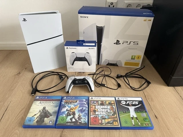 Sony PS5 Slim Blu-Ray Edition 1TB inkl. Controller, OVP, 4 Spiele