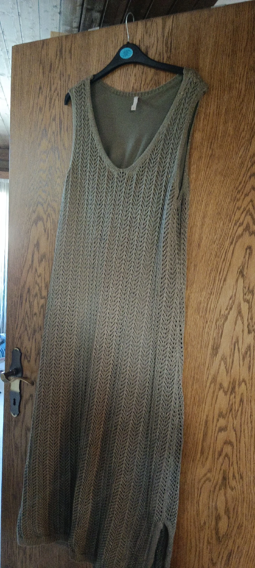 Strickkleid lang grün mit Glitzer