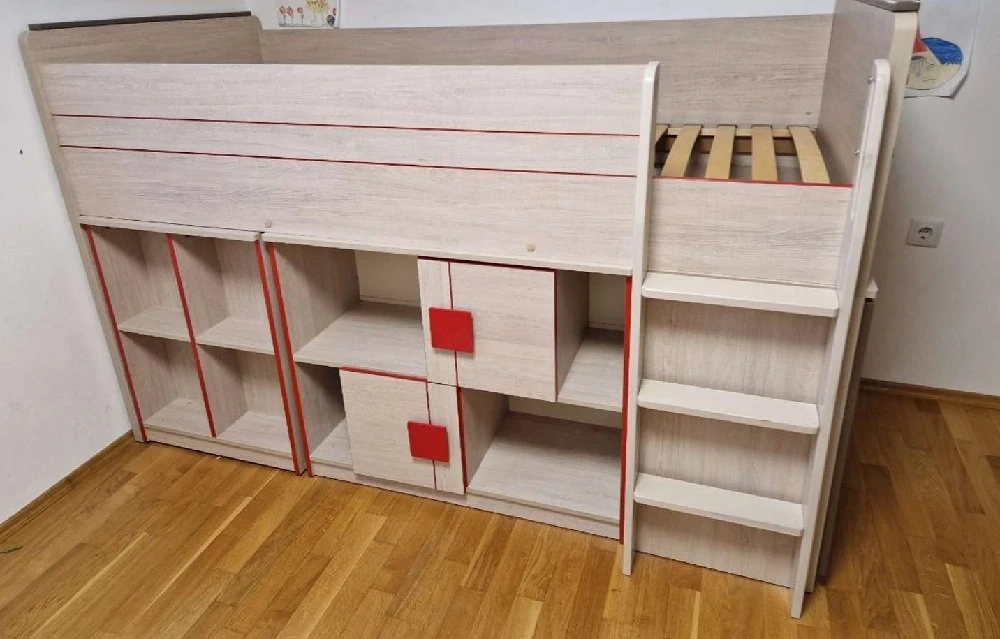 Hochbett 90x200 inkl. Schreibtisch & Stauraum - guter Zustand