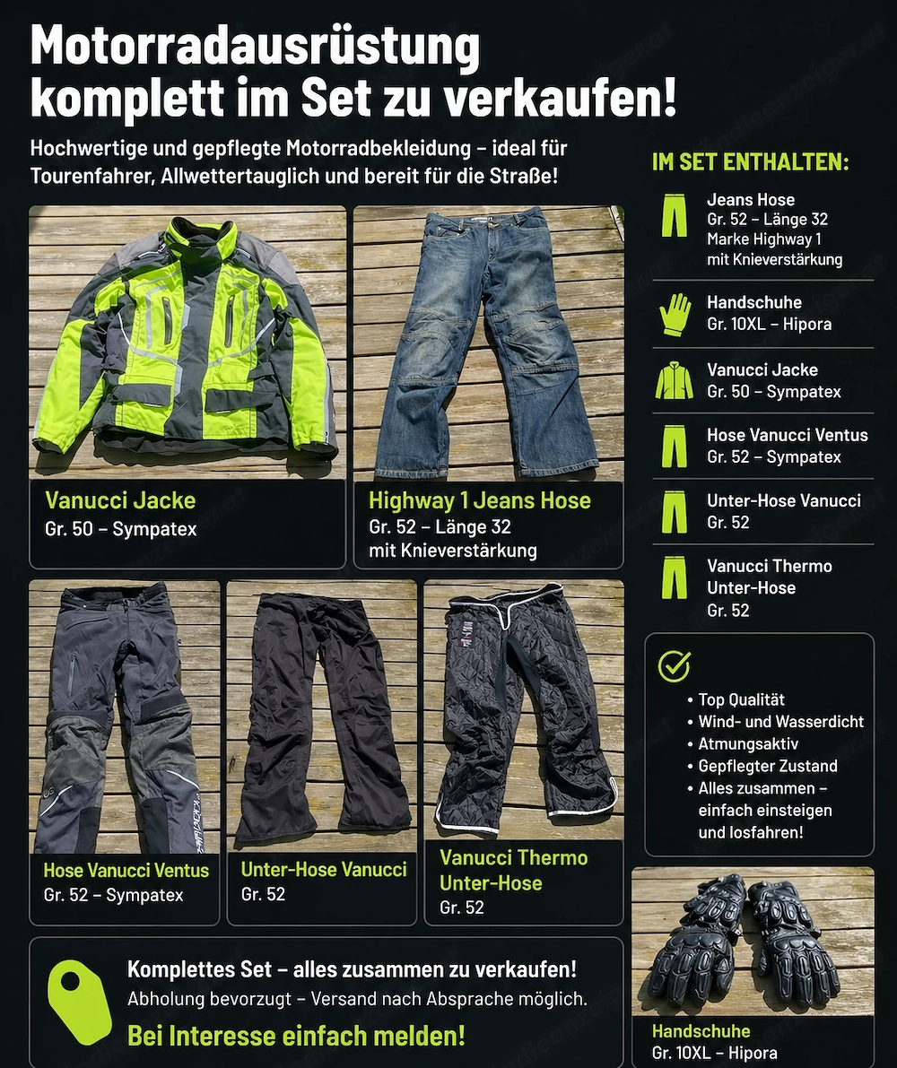 Motorradausrüstung komplett im Set