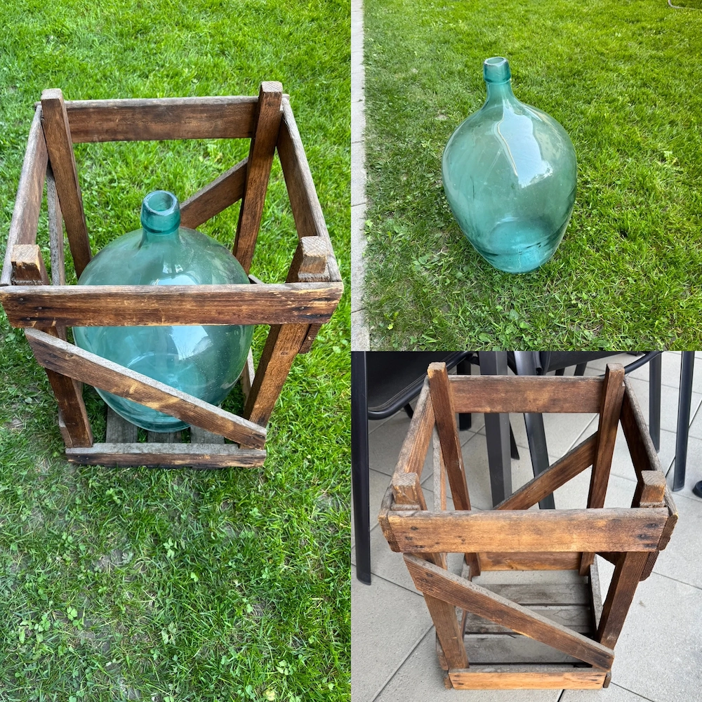 Ballonflasche mit Kiste 