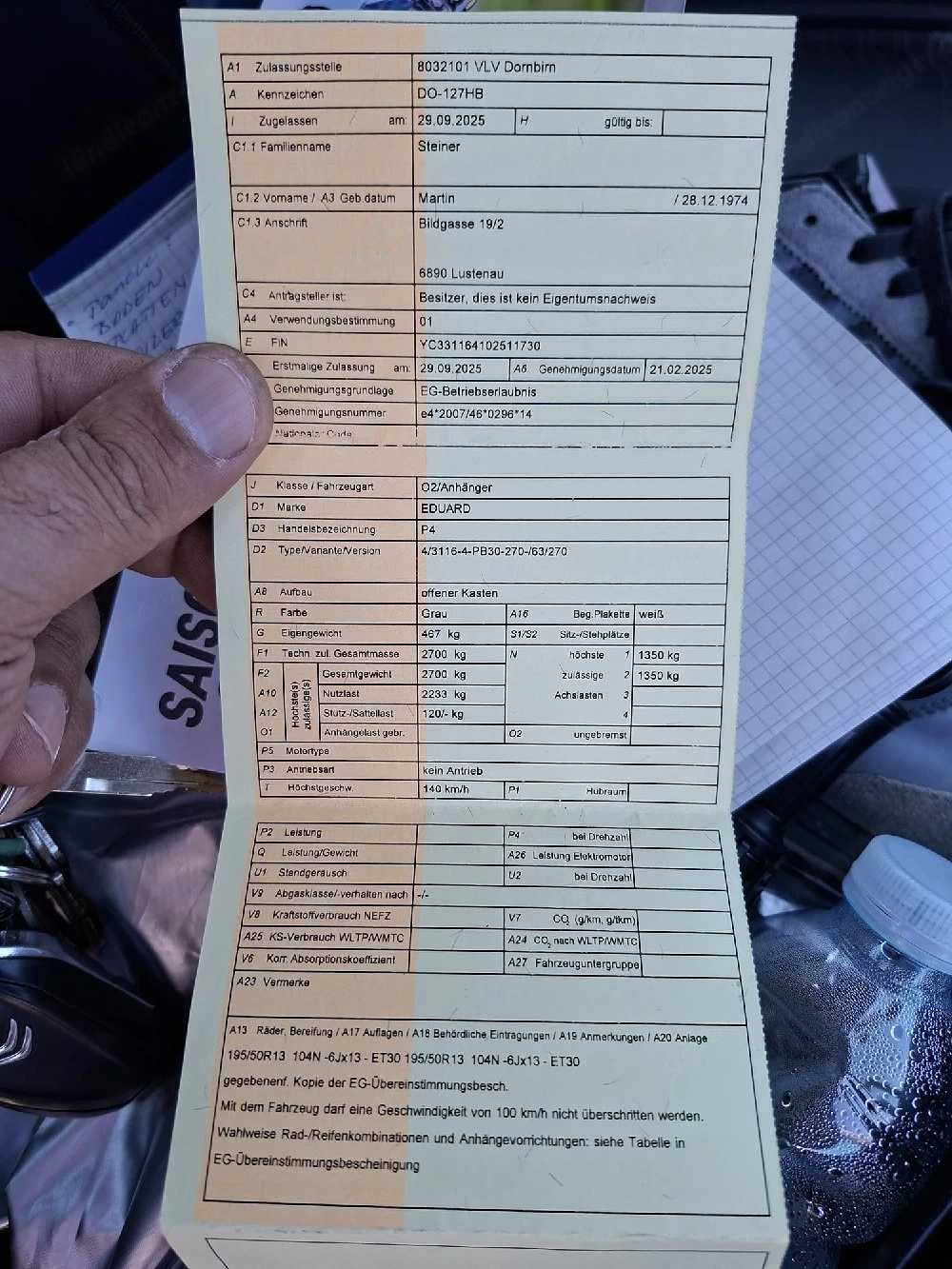 2,7 T Anhänger auflaufgebremst