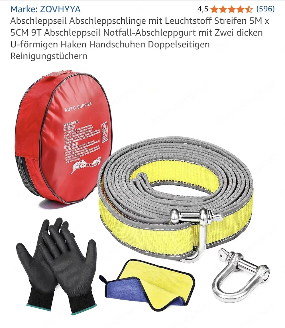 Abschleppseil Abschleppschlinge 5M x 5CM 9T