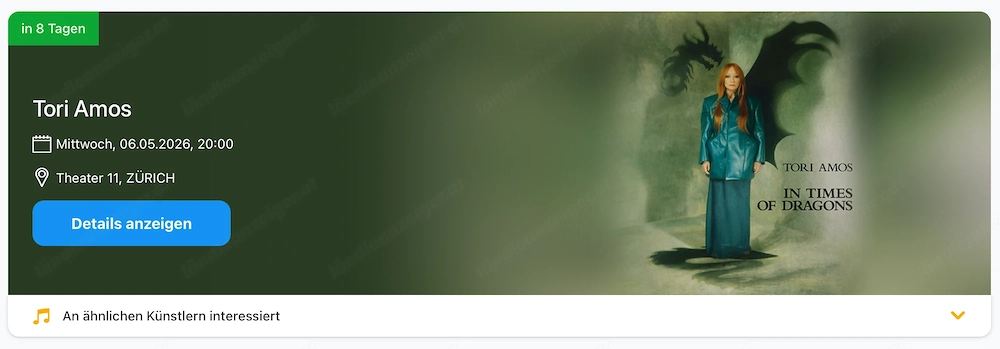 2 Tickets Tori Amos Zürich 6.5.2026