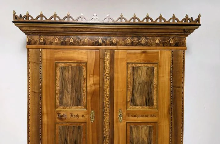 Intarsien Schrank Antik Kirschbaum