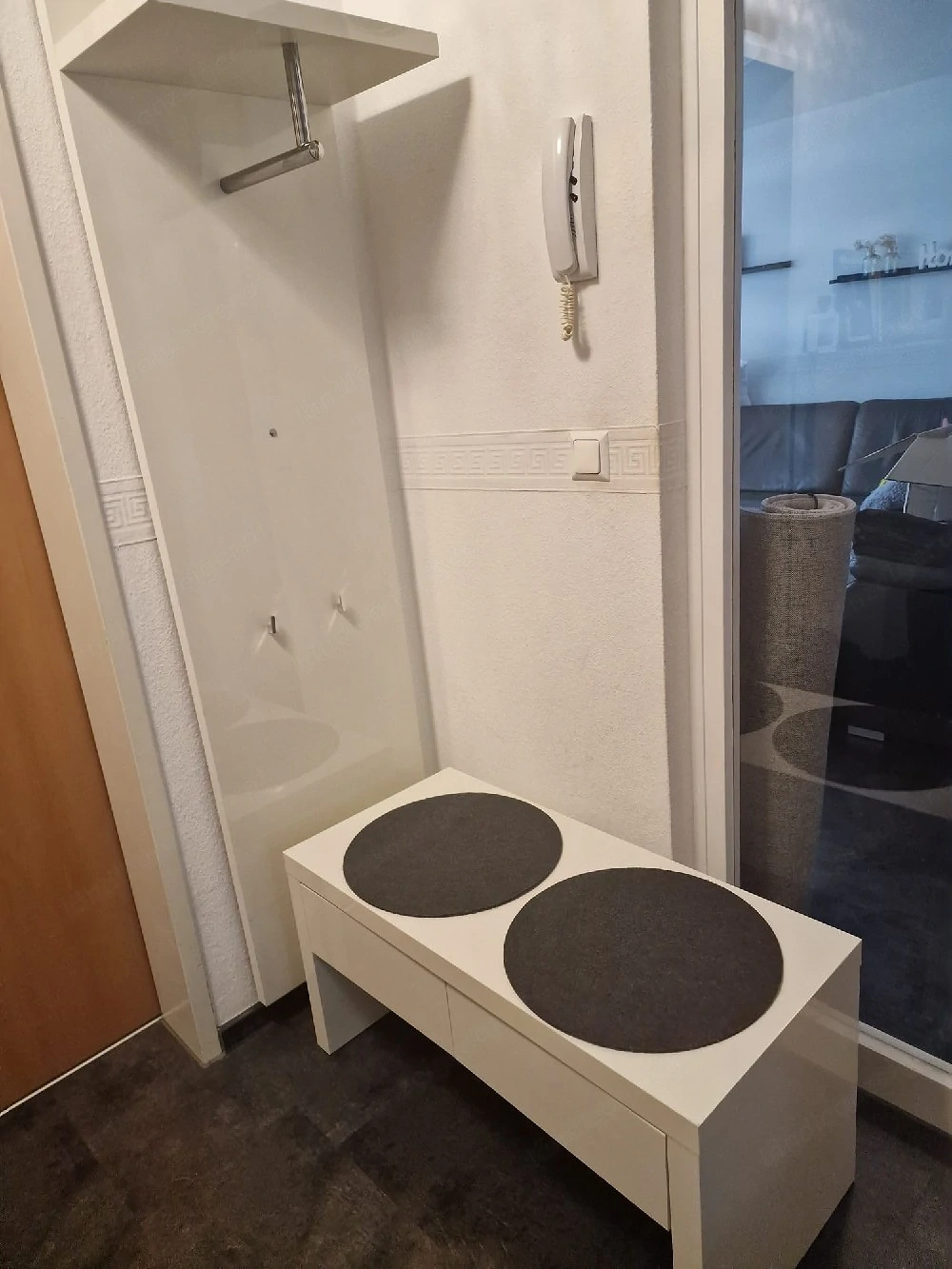 Modernes Garderoben-Set Hochglanz Weiß   2-teilig