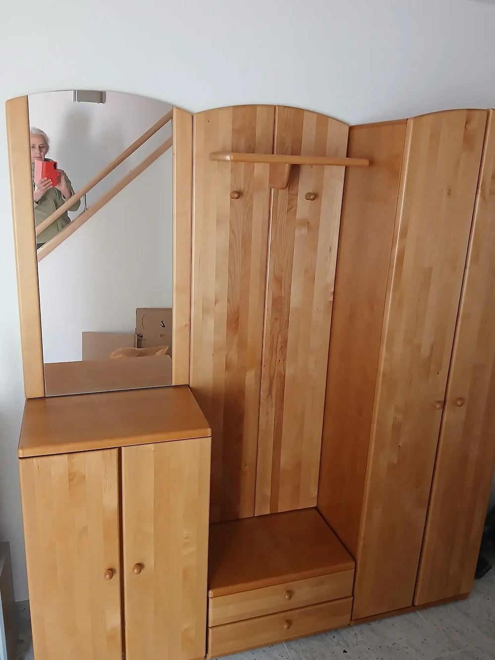 3-teilige Garderobe Vollholz mit Spiegel
