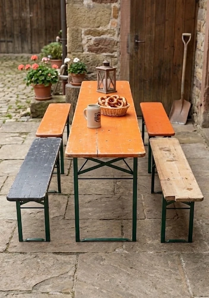 Biertisch & 4 Bänke   Authentischer Charme